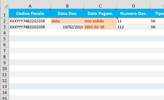 caricamento Excel per conversione invio fatture